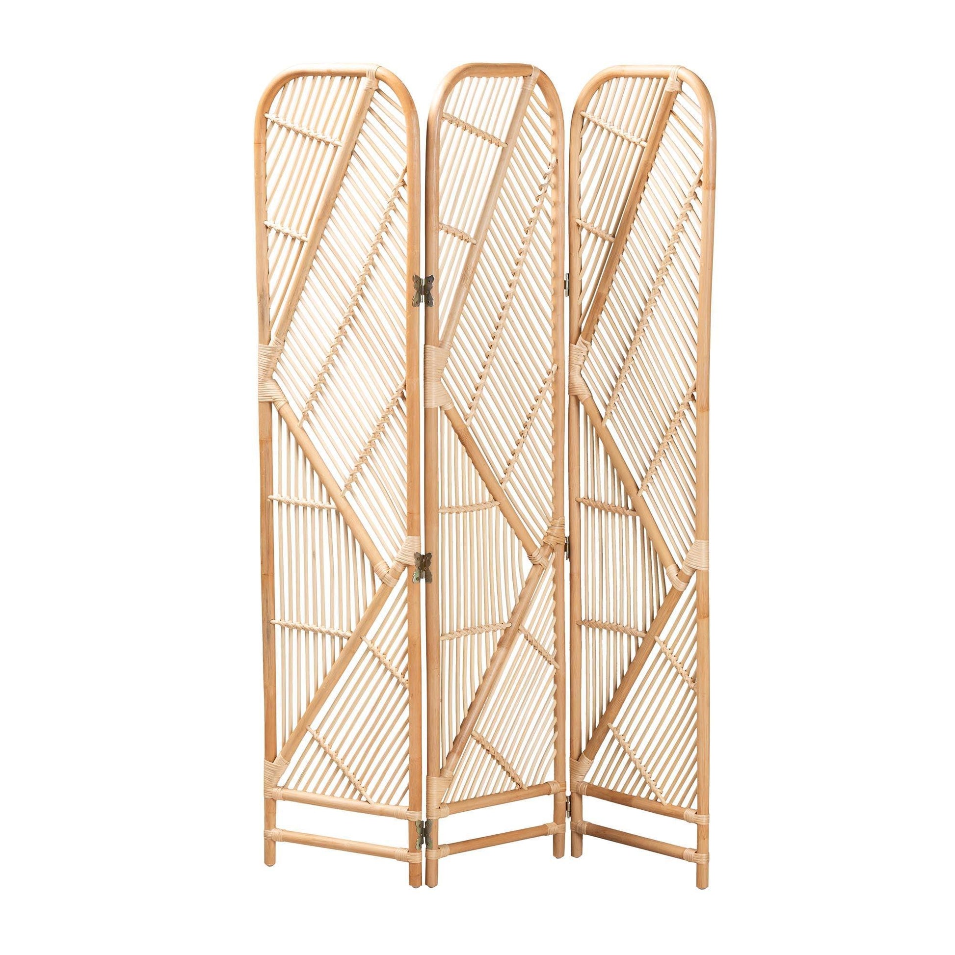 bali & pari Firenze Modern Bohemian Natural Brown Rattan Room Divider FredCo