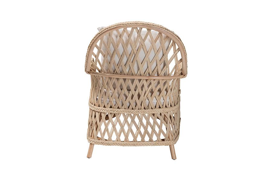 bali & pari Florence Bohemian Ivory Braided Rattan Arm Chair FredCo