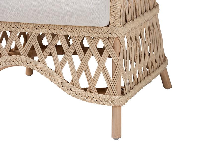 bali & pari Florence Bohemian Ivory Braided Rattan Arm Chair FredCo