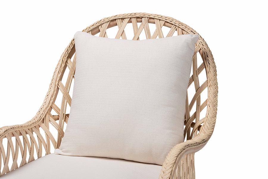 bali & pari Florence Bohemian Ivory Braided Rattan Arm Chair FredCo