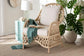 bali & pari Florence Bohemian Ivory Braided Rattan Arm Chair FredCo
