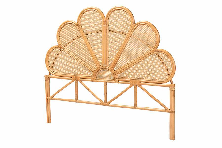 bali & pari Flower Modern Bohemian Honey Rattan Queen Size Standalone Headboard FredCo