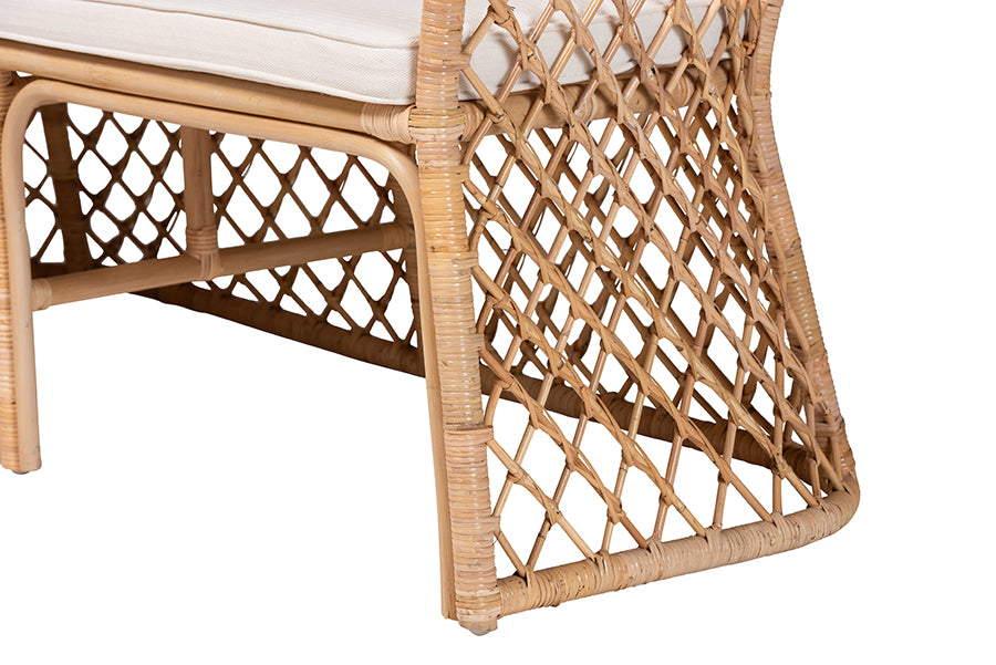 bali & pari Frayne Bohemian Light Honey Rattan 3-Piece Dining Nook Set FredCo
