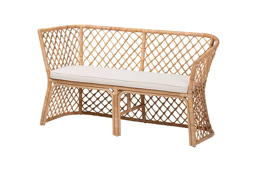 bali & pari Frayne Bohemian Light Honey Rattan 3-Piece Dining Nook Set FredCo