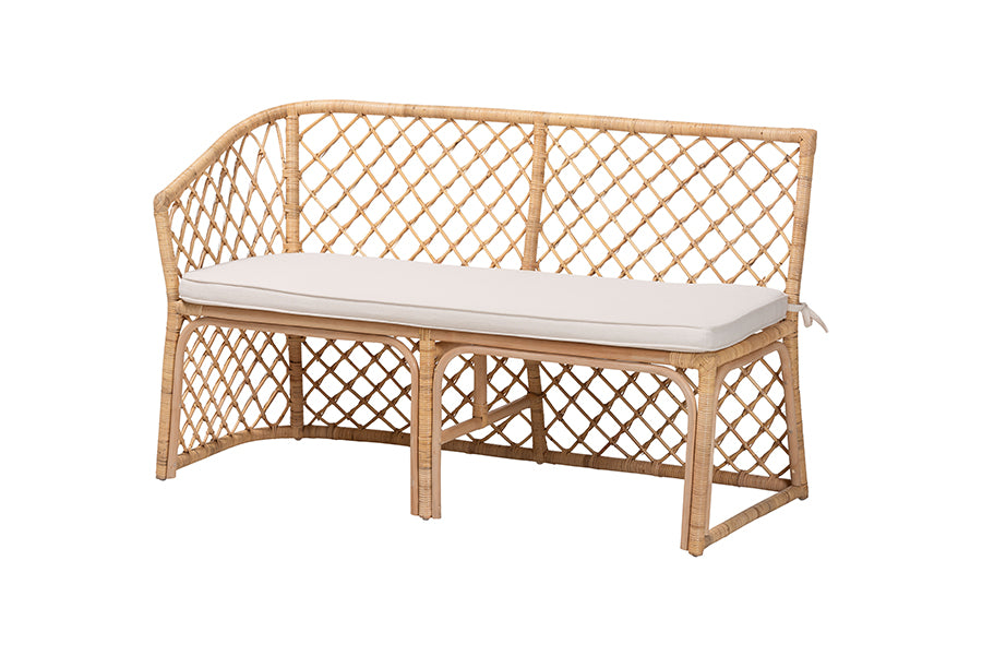 bali & pari Frayne Bohemian Light Honey Rattan 3-Piece Dining Nook Set FredCo