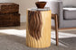 bali & pari Fuchsia Hand-carved Suar Wood Side Table - Round Sculptural Accent Table with Wave Design, Modern Boho Rustic Style for Living Room or Bedroom FredCo