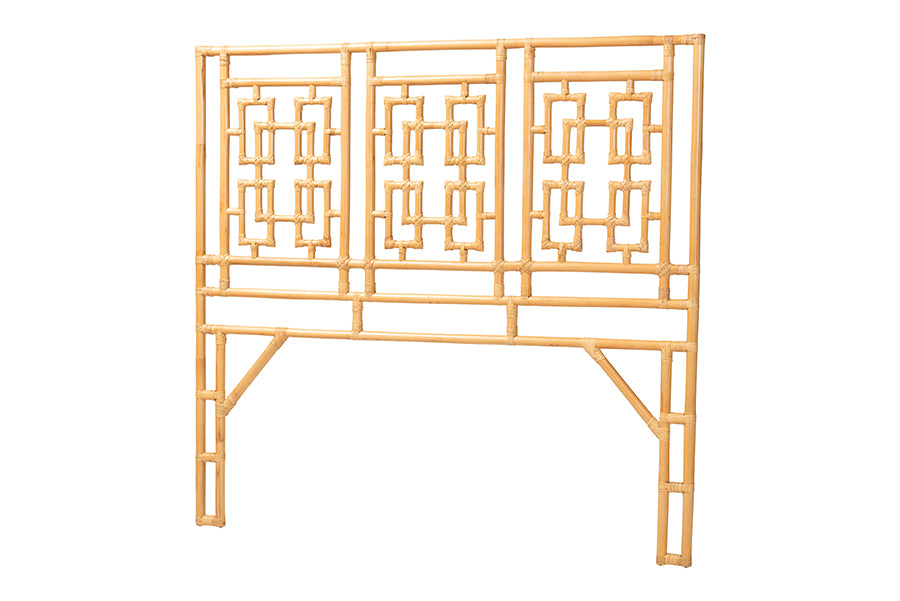 bali & pari Galvan Bohemian Natural Rattan Queen Size Standalone Headboard FredCo