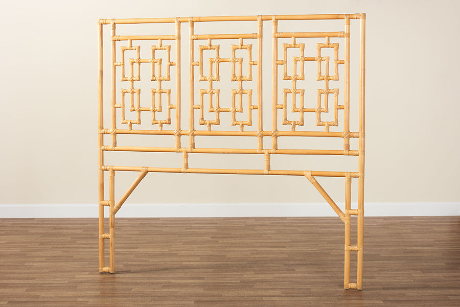 bali & pari Galvan Bohemian Natural Rattan Queen Size Standalone Headboard FredCo