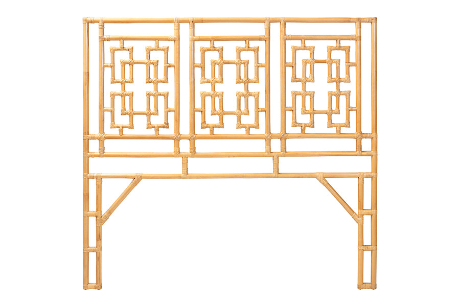bali & pari Galvan Bohemian Natural Rattan Queen Size Standalone Headboard FredCo