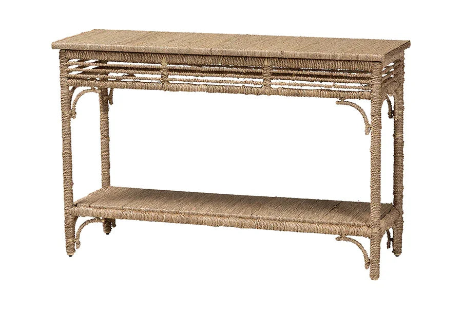 bali & pari Ganit Handwoven Seagrass Console Table - Entryway Table with Wrapped Frame and Lower Shelf, Accent Table for Hallway, Living Room, or Foyer Decor FredCo