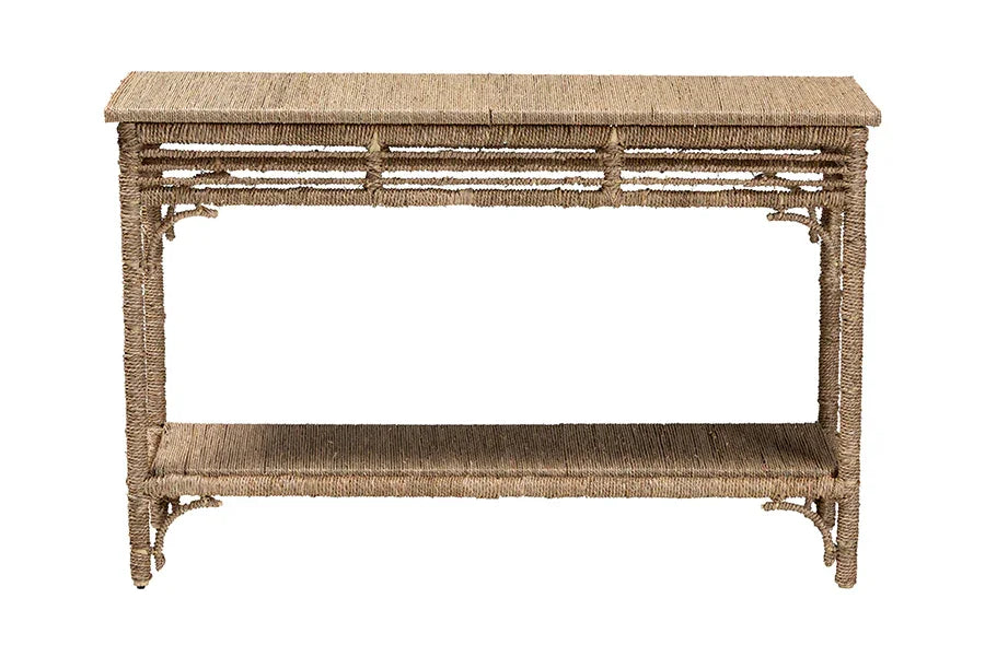 bali & pari Ganit Handwoven Seagrass Console Table - Entryway Table with Wrapped Frame and Lower Shelf, Accent Table for Hallway, Living Room, or Foyer Decor FredCo