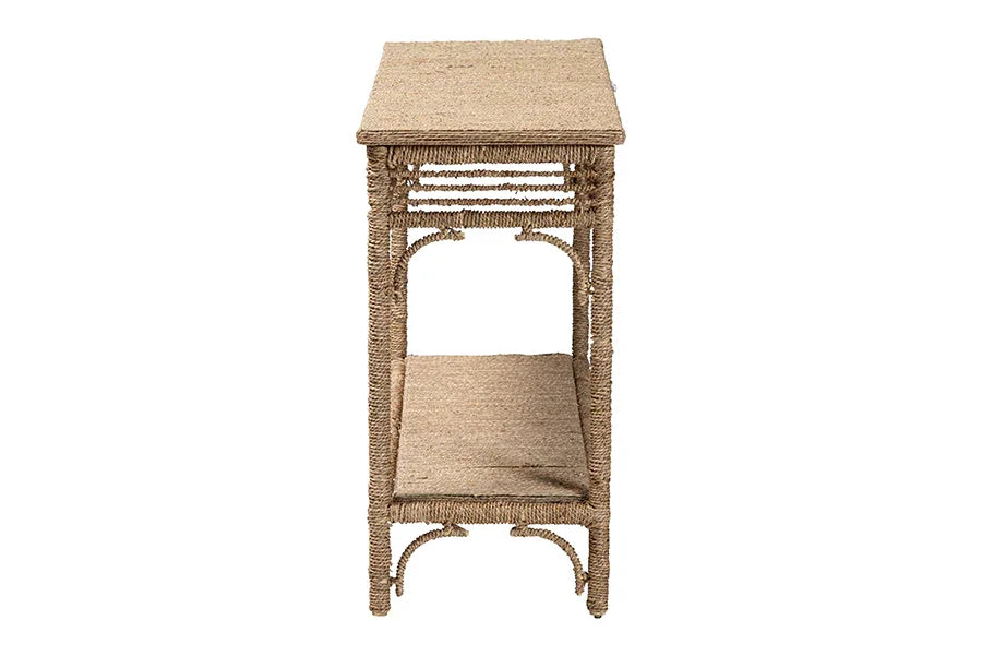 bali & pari Ganit Handwoven Seagrass Console Table - Entryway Table with Wrapped Frame and Lower Shelf, Accent Table for Hallway, Living Room, or Foyer Decor FredCo