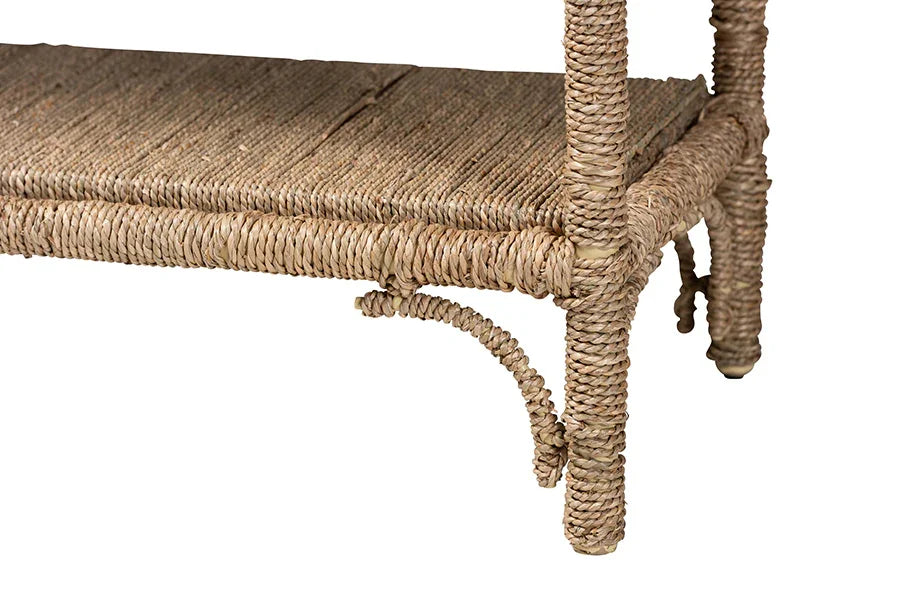 bali & pari Ganit Handwoven Seagrass Console Table - Entryway Table with Wrapped Frame and Lower Shelf, Accent Table for Hallway, Living Room, or Foyer Decor FredCo