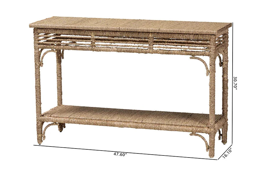 bali & pari Ganit Handwoven Seagrass Console Table - Entryway Table with Wrapped Frame and Lower Shelf, Accent Table for Hallway, Living Room, or Foyer Decor FredCo