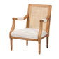 bali & pari Garridan Traditional French Beige Fabric and Honey Oak Finished Wood Accent Chair FredCo