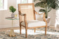 bali & pari Garridan Traditional French Beige Fabric and Honey Oak Finished Wood Accent Chair FredCo