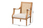 bali & pari Garridan Traditional French Beige Fabric and Honey Oak Finished Wood Accent Chair FredCo