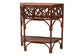 bali & pari Gaspar Marbled Tortoise Natural Rattan Console Table - Handcrafted Accent Table with Chippendale Design, Coastal Tropical Style for Entryway, Hallway, or Living Room FredCo
