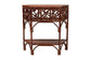 bali & pari Gaspar Marbled Tortoise Natural Rattan Console Table - Handcrafted Accent Table with Chippendale Design, Coastal Tropical Style for Entryway, Hallway, or Living Room FredCo