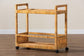 bali & pari Genet Modern Bohemian Natural Brown Rattan and Teak Wood 2-Tier Kitchen Cart FredCo