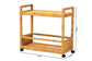 bali & pari Genet Modern Bohemian Natural Brown Rattan and Teak Wood 2-Tier Kitchen Cart FredCo