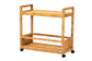 bali & pari Genet Modern Bohemian Natural Brown Rattan and Teak Wood 2-Tier Kitchen Cart FredCo