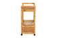 bali & pari Genet Modern Bohemian Natural Brown Rattan and Teak Wood 2-Tier Kitchen Cart FredCo