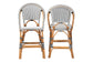 bali & pari Genica Classic French Two-Tone Black and White Weaving and Natural Rattan 2-Piece Counter Stool Set FredCo