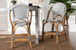 bali & pari Genica Classic French Two-Tone Black and White Weaving and Natural Rattan 2-Piece Counter Stool Set FredCo