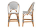bali & pari Genica Classic French Two-Tone Black and White Weaving and Natural Rattan 2-Piece Counter Stool Set FredCo