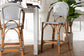 bali & pari Genica Classic French Two-Tone Black and White Weaving and Natural Rattan Bar Stool FredCo