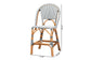 bali & pari Genica Classic French Two-Tone Navy and White Weaving and Natural Rattan 2-Piece Counter Stool Set FredCo