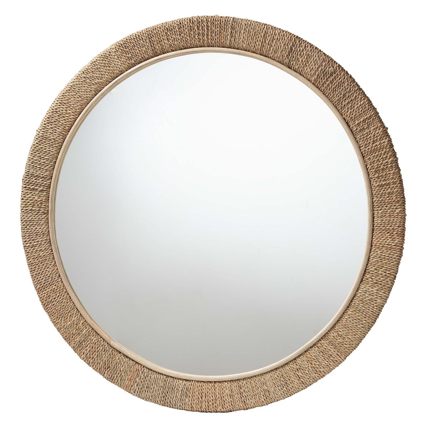 bali & pari Geralyn Japandi Natural Seagrass Round Wall Mirror FredCo