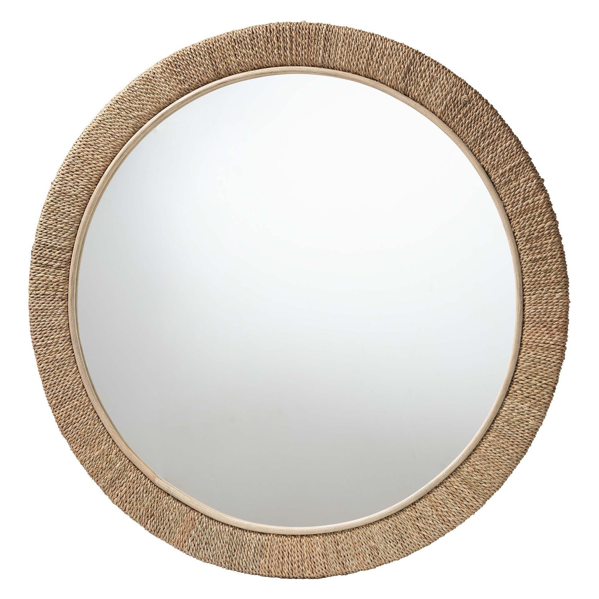 bali & pari Geralyn Japandi Natural Seagrass Round Wall Mirror FredCo