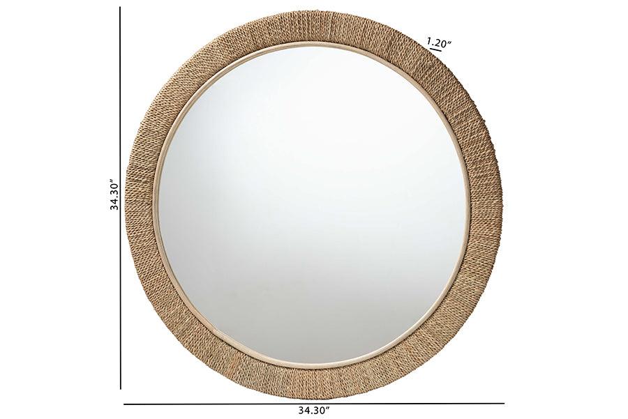 bali & pari Geralyn Japandi Natural Seagrass Round Wall Mirror FredCo