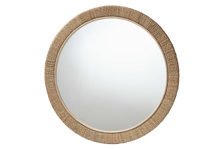 bali & pari Geralyn Japandi Natural Seagrass Round Wall Mirror FredCo