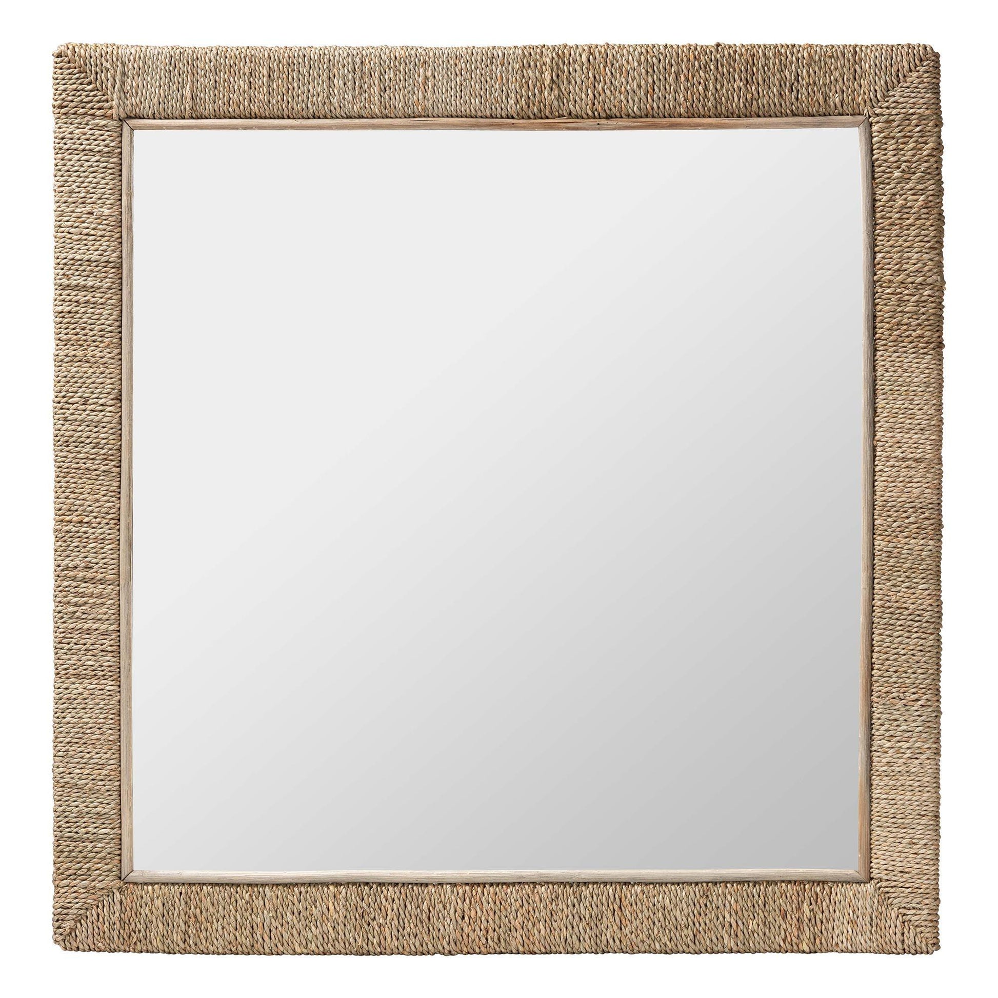 bali & pari Geralyn Japandi Natural Seagrass Square Wall Mirror FredCo