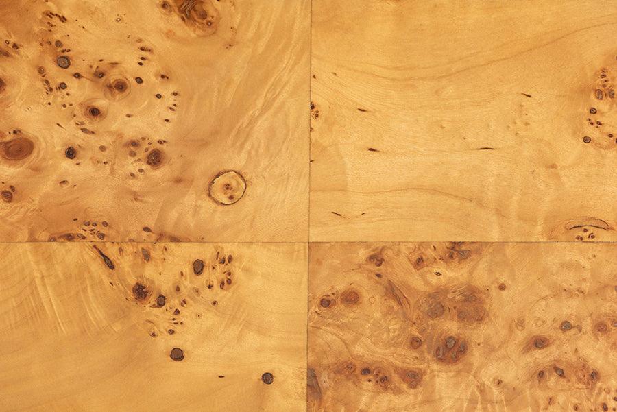 bali & pari Ghina Modern and Contemporary Natural Light Mappa Burl Wood 2-Drawer Console Table FredCo