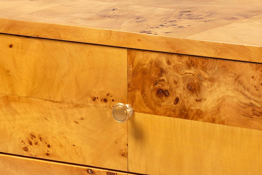 bali & pari Ghina Modern and Contemporary Natural Light Mappa Burl Wood 2-Drawer Console Table FredCo