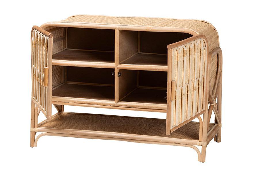 bali & pari Gitano Bohemian Natural Rattan 2-Door Storage Cabinet FredCo