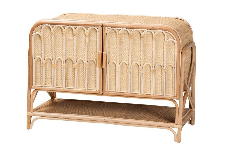 bali & pari Gitano Bohemian Natural Rattan 2-Door Storage Cabinet FredCo