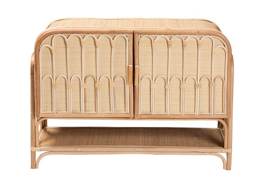 bali & pari Gitano Bohemian Natural Rattan 2-Door Storage Cabinet FredCo