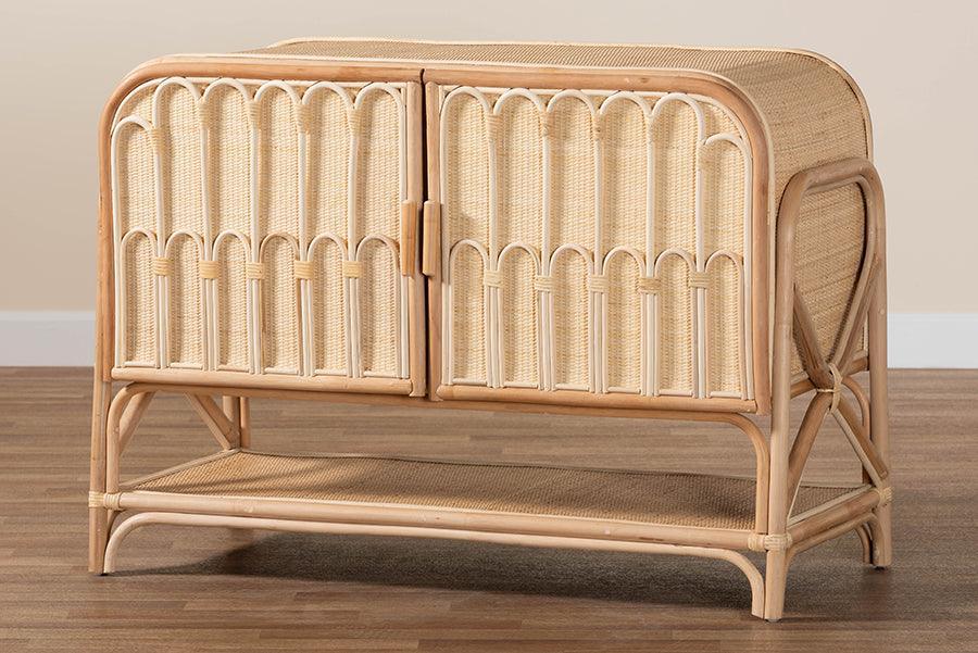 bali & pari Gitano Bohemian Natural Rattan 2-Door Storage Cabinet FredCo