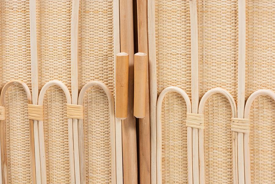 bali & pari Gitano Bohemian Natural Rattan 2-Door Storage Cabinet FredCo