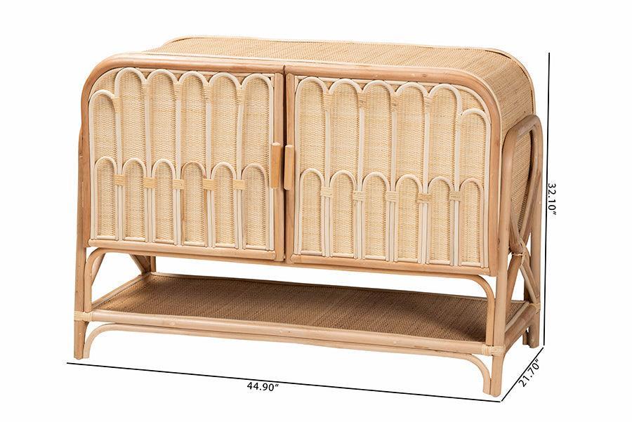 bali & pari Gitano Bohemian Natural Rattan 2-Door Storage Cabinet FredCo