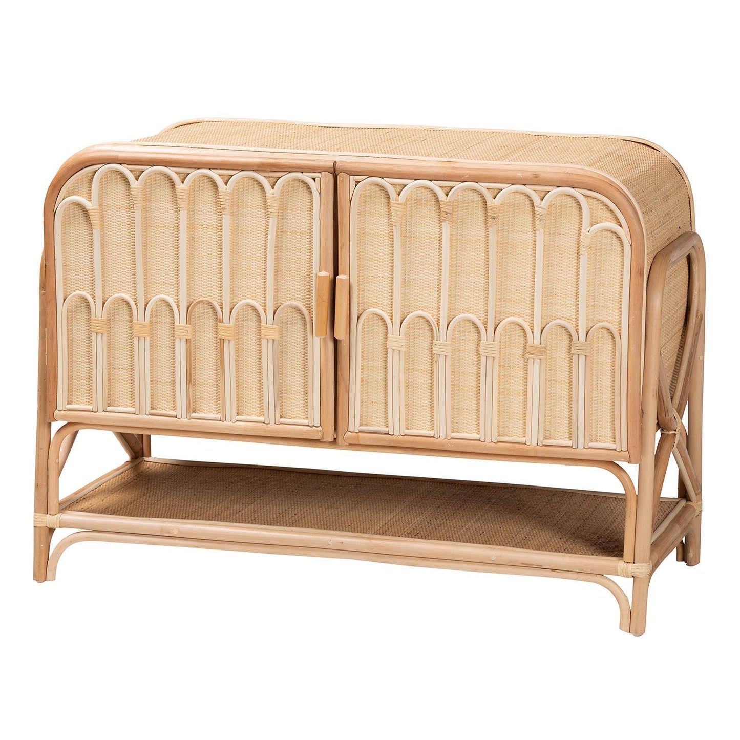 bali & pari Gitano Bohemian Natural Rattan 2-Door Storage Cabinet FredCo