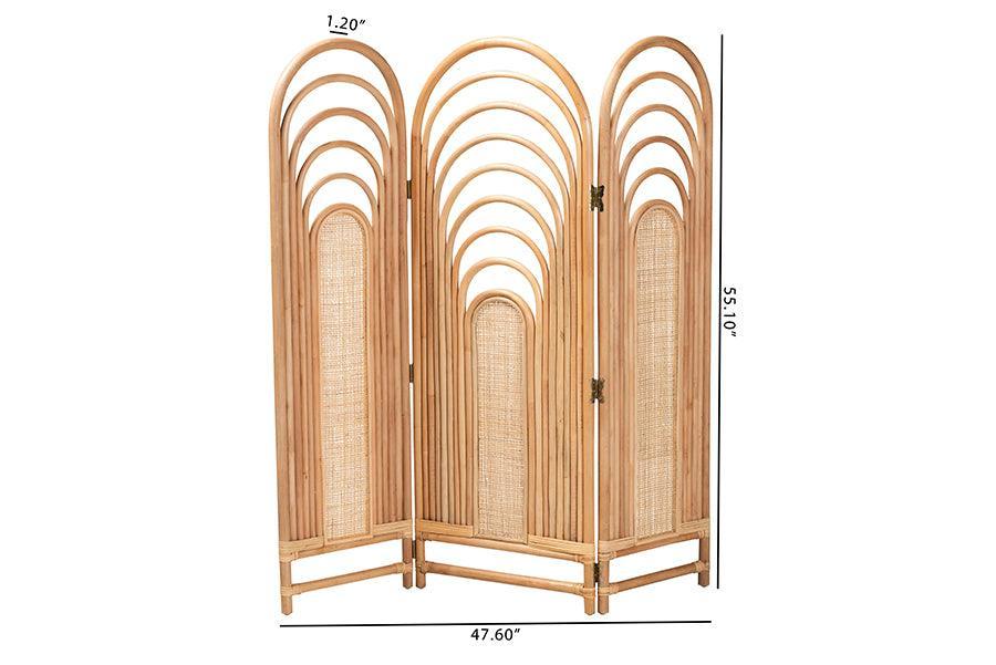 bali & pari Golda Modern Bohemian Natural Brown Rattan Room Divider FredCo