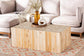 bali & pari Grayson Bohemian Natural Teak Wood Coffee Table with Unique Repurposed Wood Logs FredCo