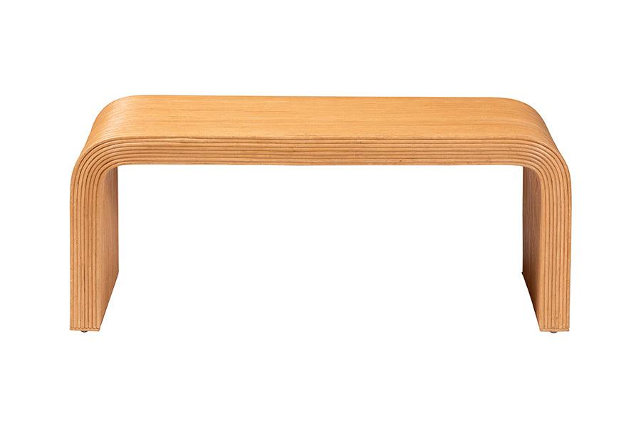 bali & pari Guevara Bohemian Light Honey Fluted Rattan Coffee Table FredCo