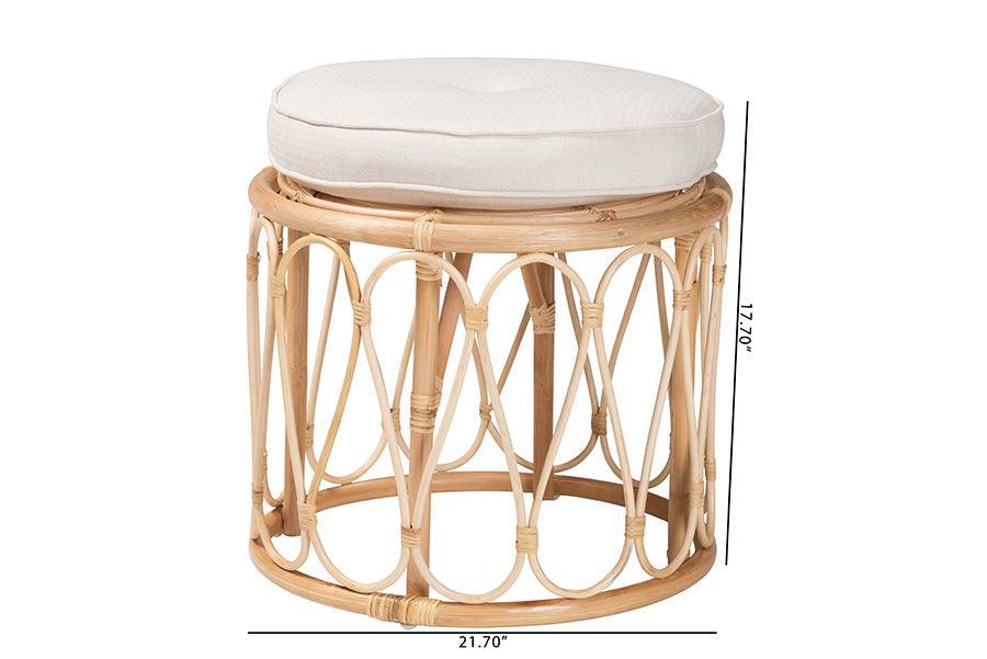 bali & pari Hachiro Bohemian Natural Rattan Ottoman Footstool FredCo